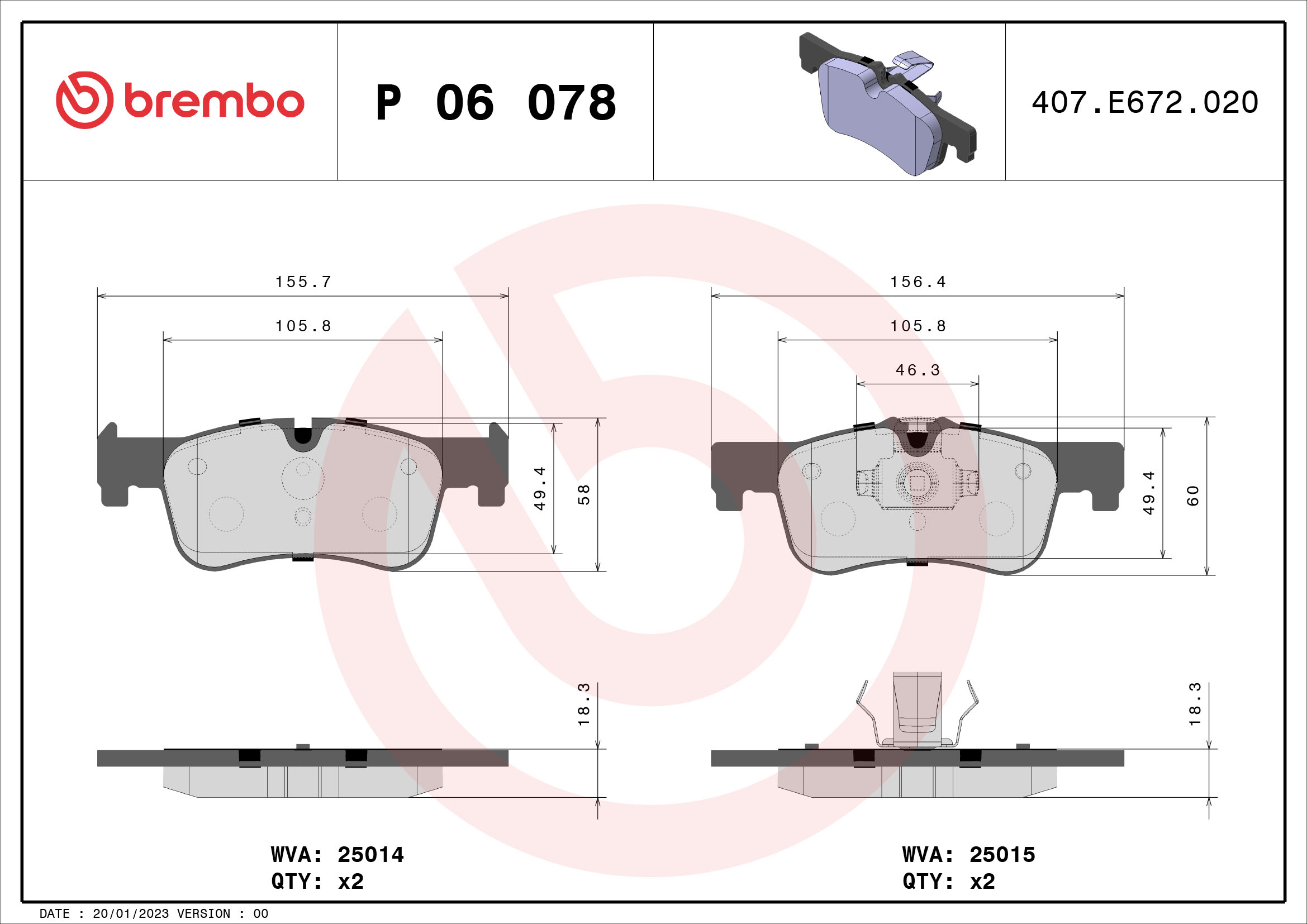A.B.S. P 06 078 BREMBO Bremsbelagsatz, Scheibenbremse